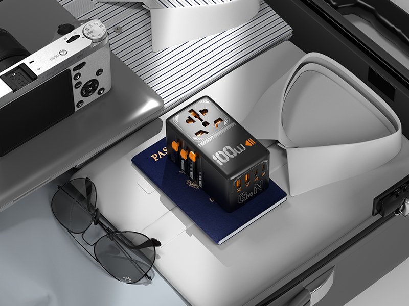 TESSAN 100W Universal Travel Adapter with USB Ports, GaN Fast Charging (Type C/G/A/l)