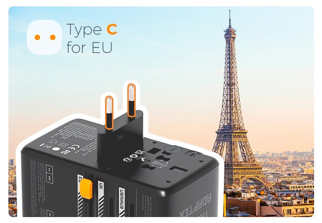 TESSAN 140W Universal Travel Adapter With USB Ports, GaN Fast Charging (Type C/G/A/I)