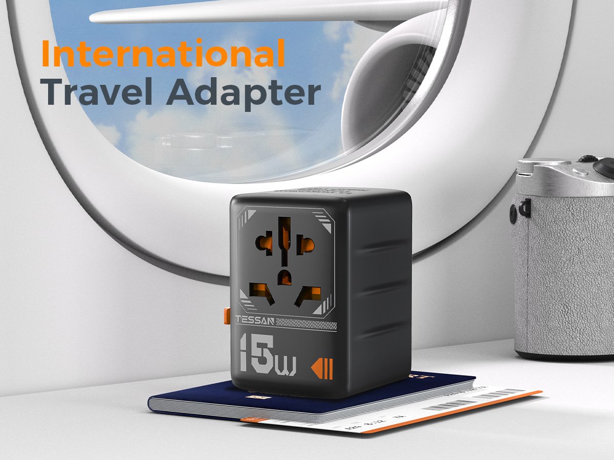 TESSAN 15W International Travel Plug Adapter with 2USB-A and 1 USB-C