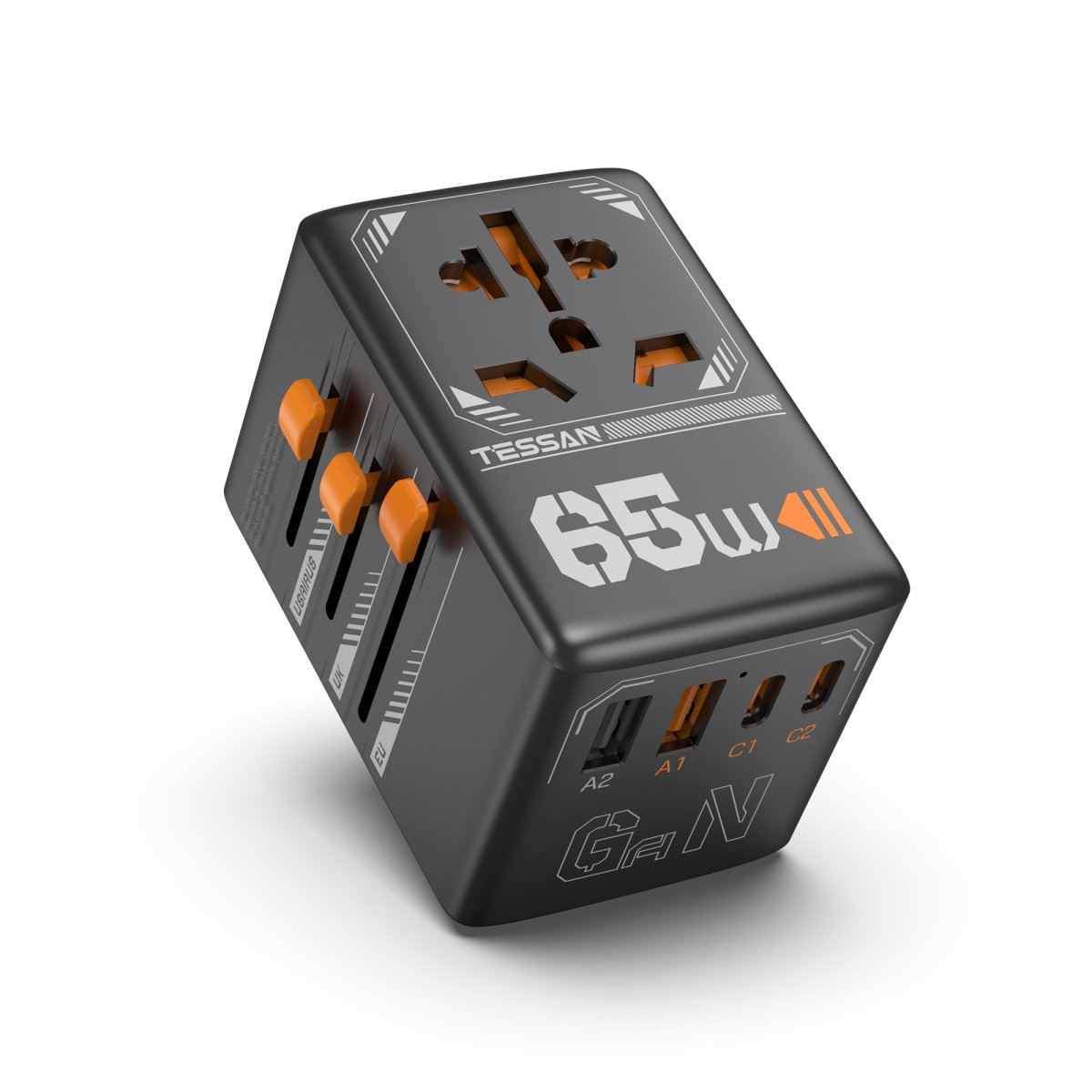 TESSAN 65W Universal Travel Plug with 2USB-A and 2 USB-C