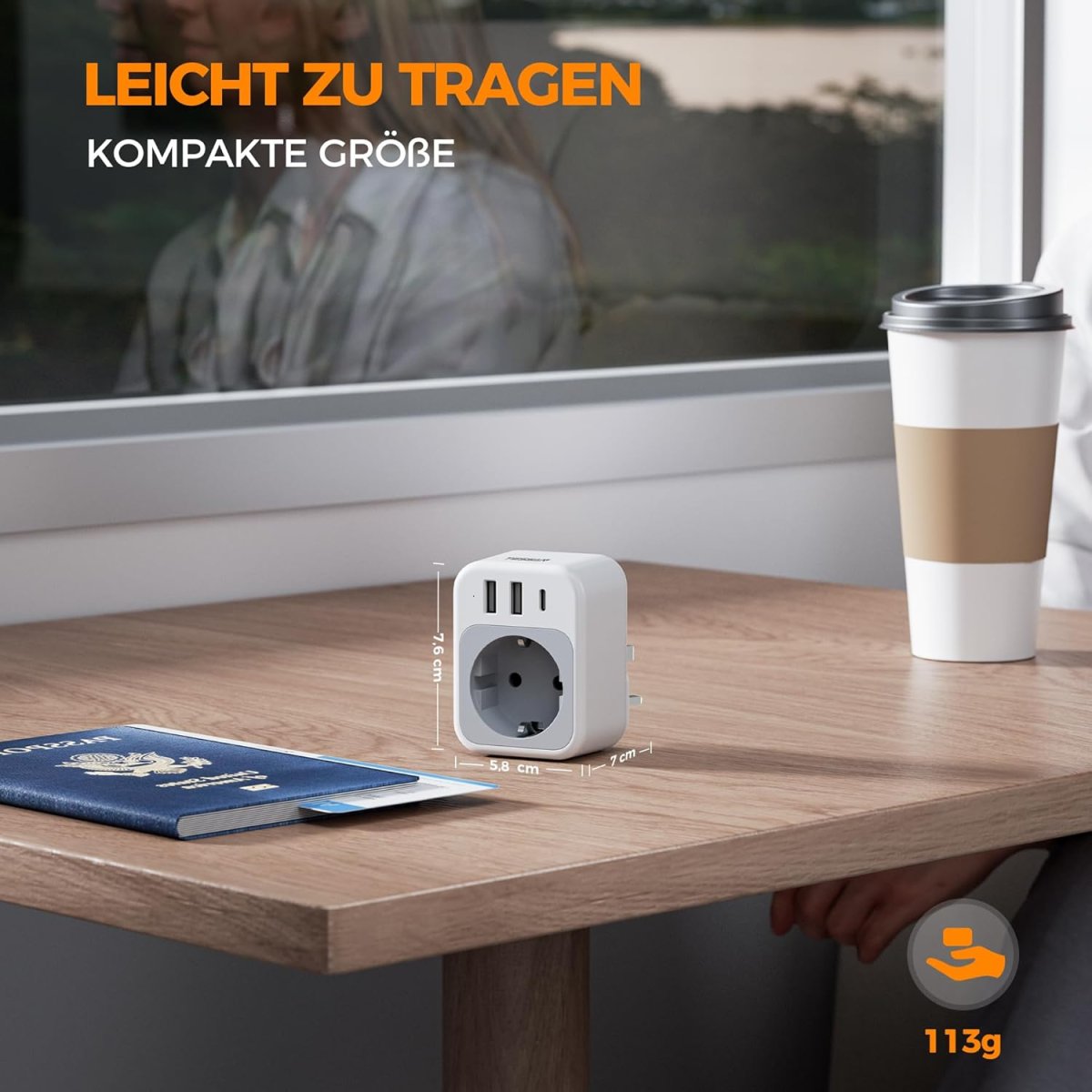 TESSAN European Travel Adapter England Germany Plug with USB, Portable Power UK Adapter to EU, Travel Plug Type G