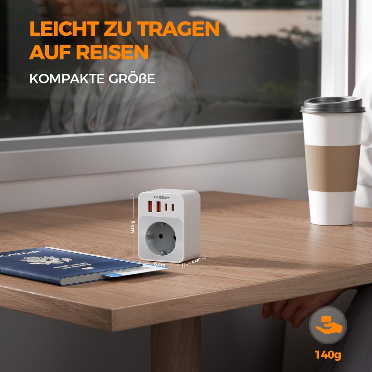 TESSAN European Travel Adapter England Germany Plug with USB, Small Folding Design, 20W Quick Charge, 3250W UK Adapter to EU