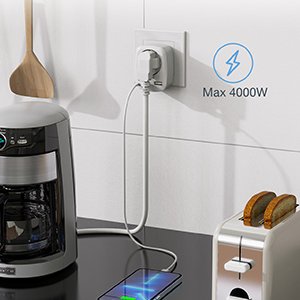 TESSAN European Wall Socket Adapter, 3-in-1 Socket Adapter with Double USB Plugs, USB Charger, Multi-plug Distributor Sockets