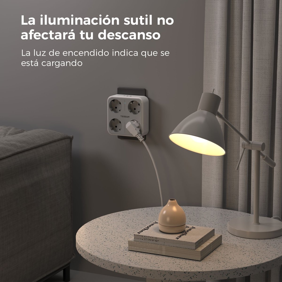 TESSAN European Wall Socket with USB C, Multi-Socket with 4 DE Outlets and 3 USB, 7-in-1 Multiple Plug with Switch