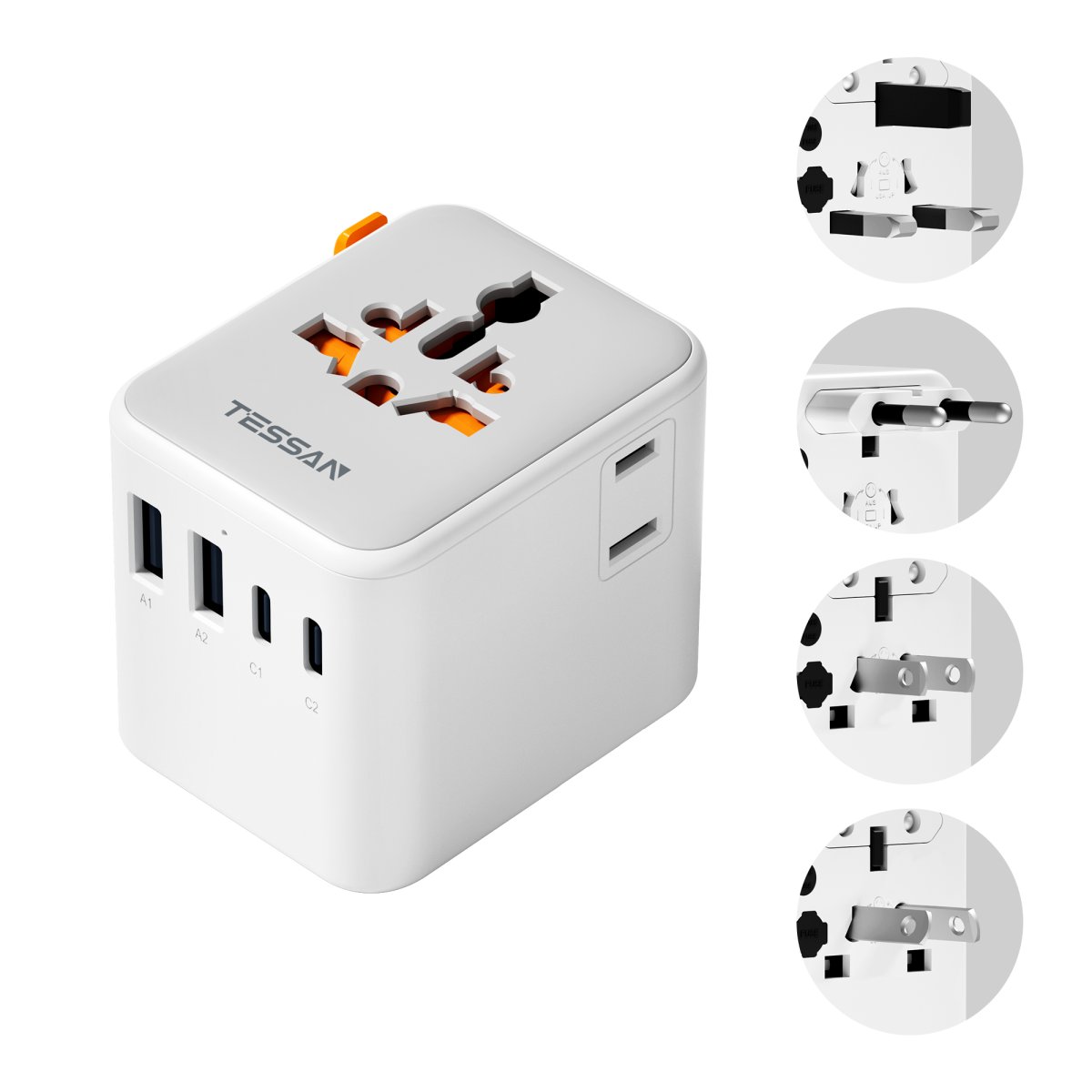 TESSAN Global Mini 20W Universal Travel Adapter 2USB-A 2USB-C