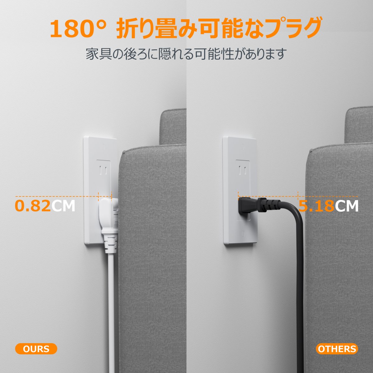 TESSAN Japan 12 in 1 Flat Power Strip With Independent Switch 3 USB-A &1 Type-C PD 20W Fast Charging