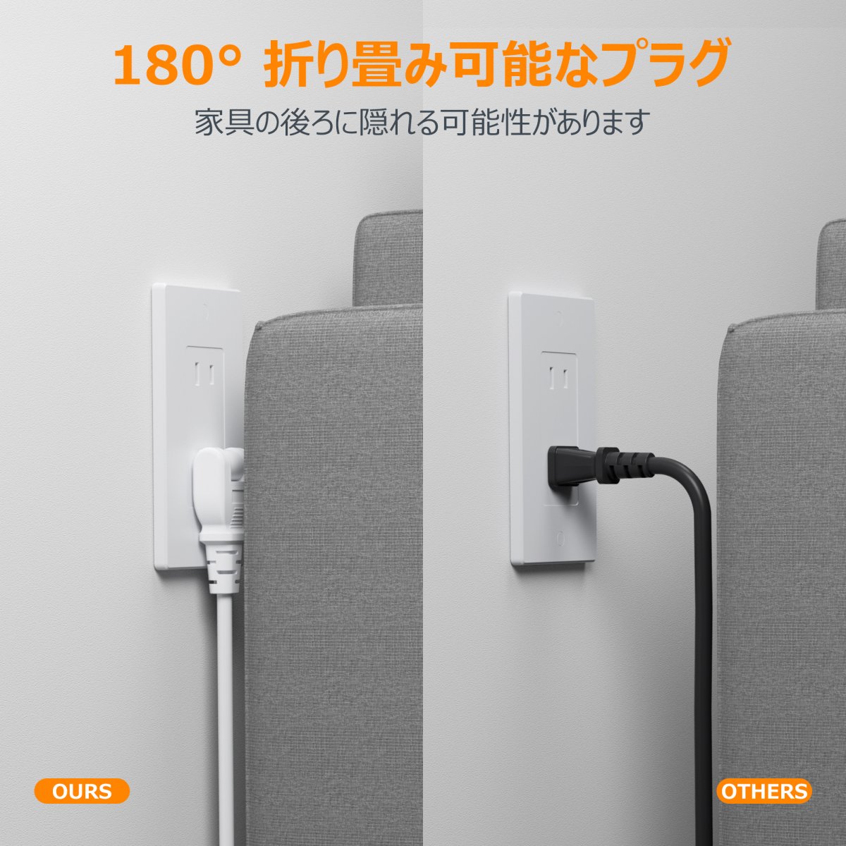 TESSAN Japan Flat 9 Oulets Power Strip Overload Protector With 2 USB-A Port&1 Type-C