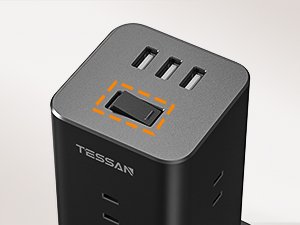 TESSAN Japan Overload Protector/Surge Protector With 8 AC Outlets 2 USB-A 1 Type-C 2M/3M Cable