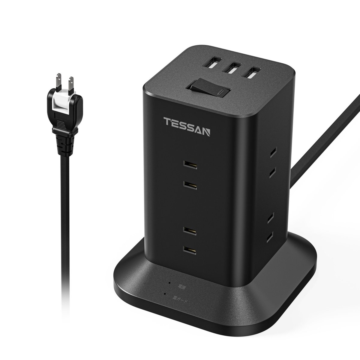 TESSAN Japan Overload Protector/Surge Protector With 8 AC Outlets 2 USB-A 1 Type-C 2M/3M Cable