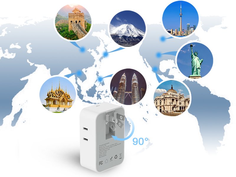 TESSAN Japan Small 5 in 1 USB Wall Socket With 90° Foldable Design
