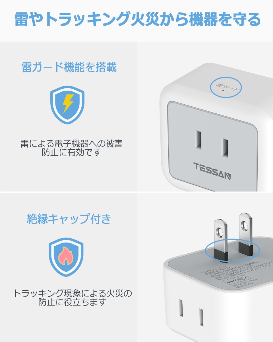 TESSAN Small Japan Wall Socket for Home and Travel