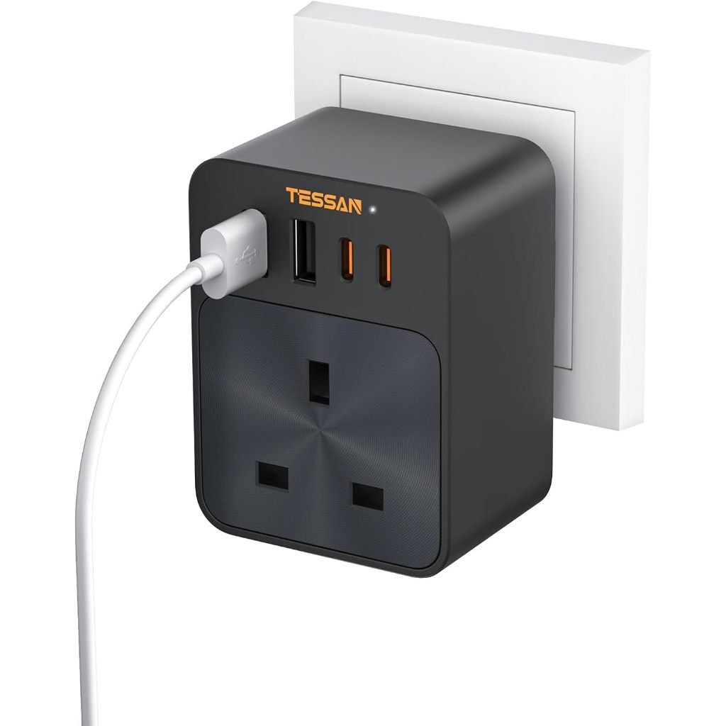 TESSAN UK Surge Protection PD30W Wall Plug Socket Extension Power Adapter Multi Charger