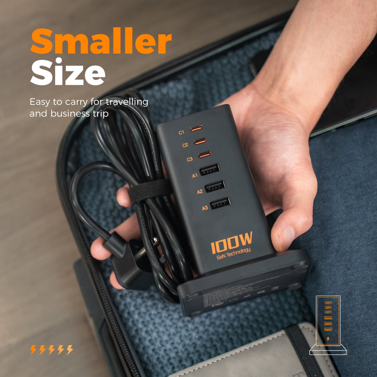 Tessan US/ Canada/ Mexico 100W 6-in-1 Charging Station for Multiple Devices, Desktop Tower Charger with 6 USB Ports