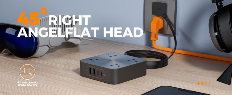 Tessan US/ Canada/ Mexico 30W USB C Power Strip with 4 Outlet Extender, 6 FT Flat Plug (2 USB C)
