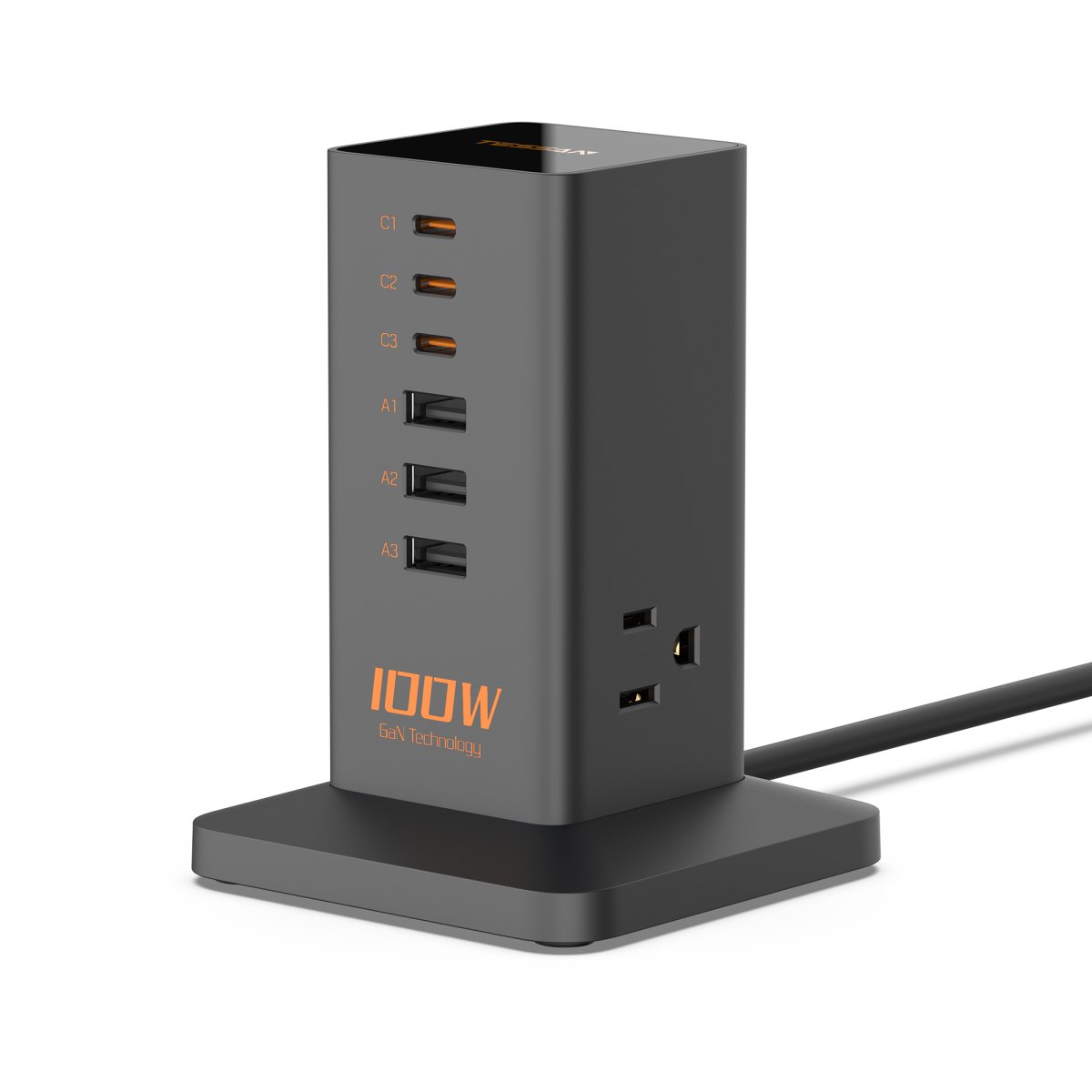 Tessan US /Canada /Mexico 9-in-1 USB C Charger Block PD 65W for iPhone 16/15, MacBook, Tablet, Type C Desktop Charger with 3 AC