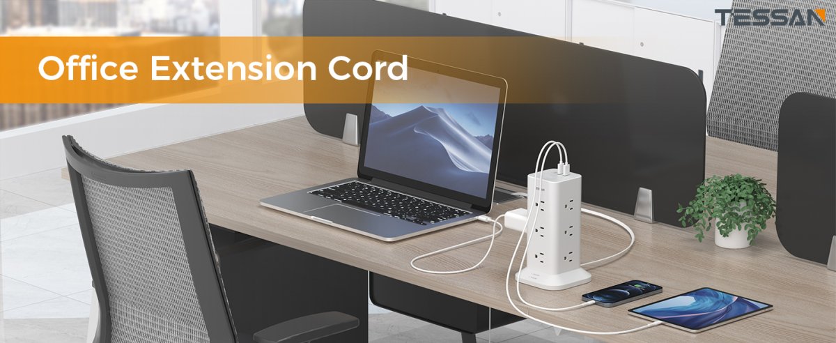 Tessan US/ Canada/ Mexico Flat Plug Extension Cord 6 Feet 900J Surge Protector Tower