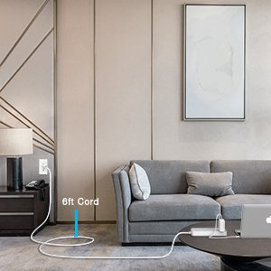Tessan US/ Canada/ Mexico Flat Plug Extension Cord with 8 Outlets 3 USB Charger(1 USB C) Charging Station