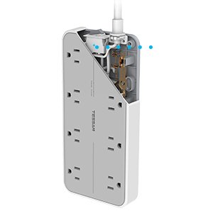 Tessan US/ Canada/ Mexico Flat Plug Extension Cord with 8 Outlets 3 USB Charger(1 USB C) Charging Station