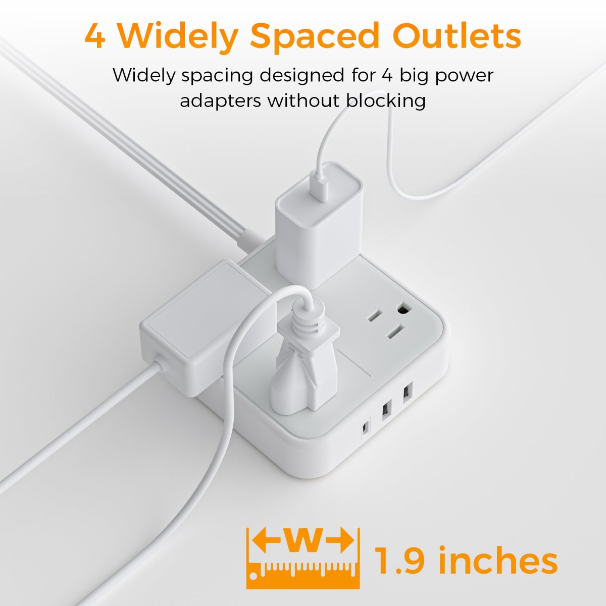 Tessan US/ Canada/ Mexico Power Strip 10 Feet with 4 Outlets 3 USB Wall Charger (1 USB C)