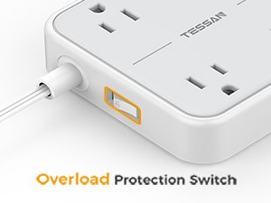 Tessan US/ Canada/ Mexico Power Strip 10 Feet with 4 Outlets 3 USB Wall Charger (1 USB C)