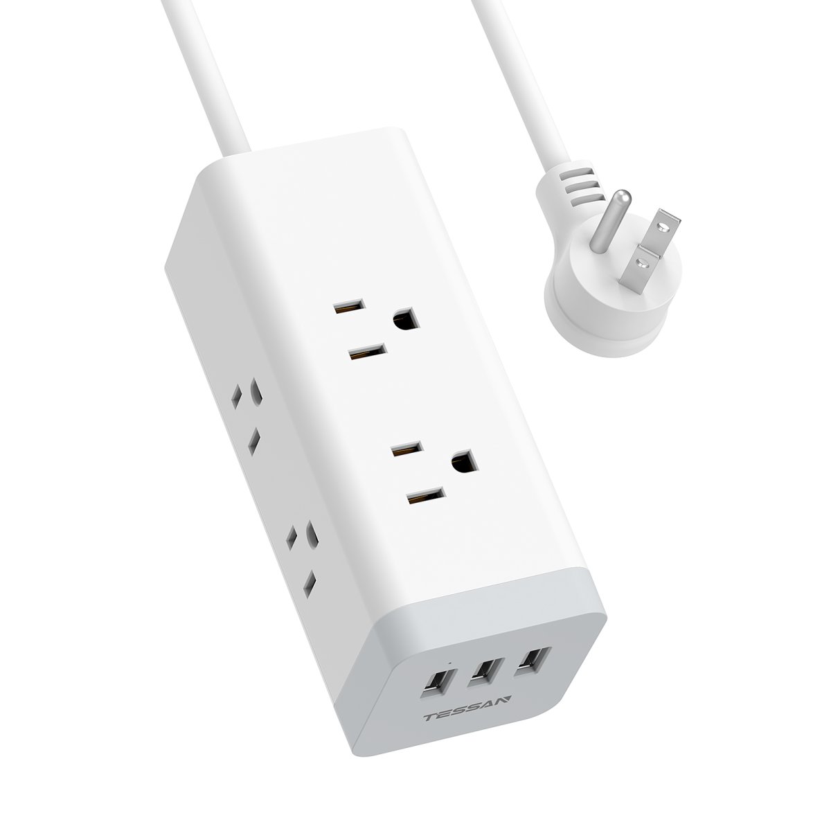 Tessan US/ Canada/ Mexico Surge Protector Extension Cord 6ft Flat Plug Power Strip with 6 Outlet and 3 USB Ports