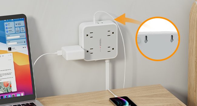 Tessan US/ Canada/ Mexico Surge Protector Power Strip 5 FT with 8 Outlets 3 USB