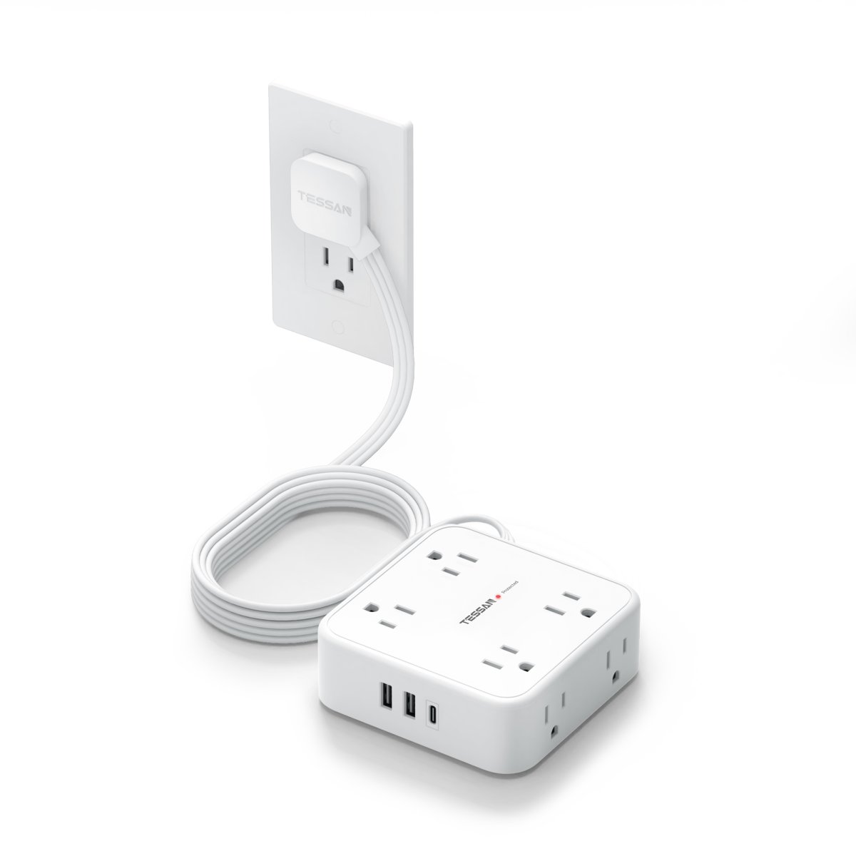 Tessan US/ Canada/ Mexico Surge Protector Power Strip 5 FT with 8 Outlets 3 USB