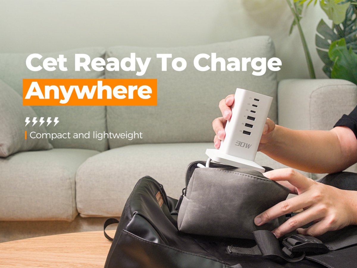 Tessan US/ Canada/ Mexico USB Charging Station 30W Tower Charger Blocks for iPhone 14/15, Tablet, Earphone