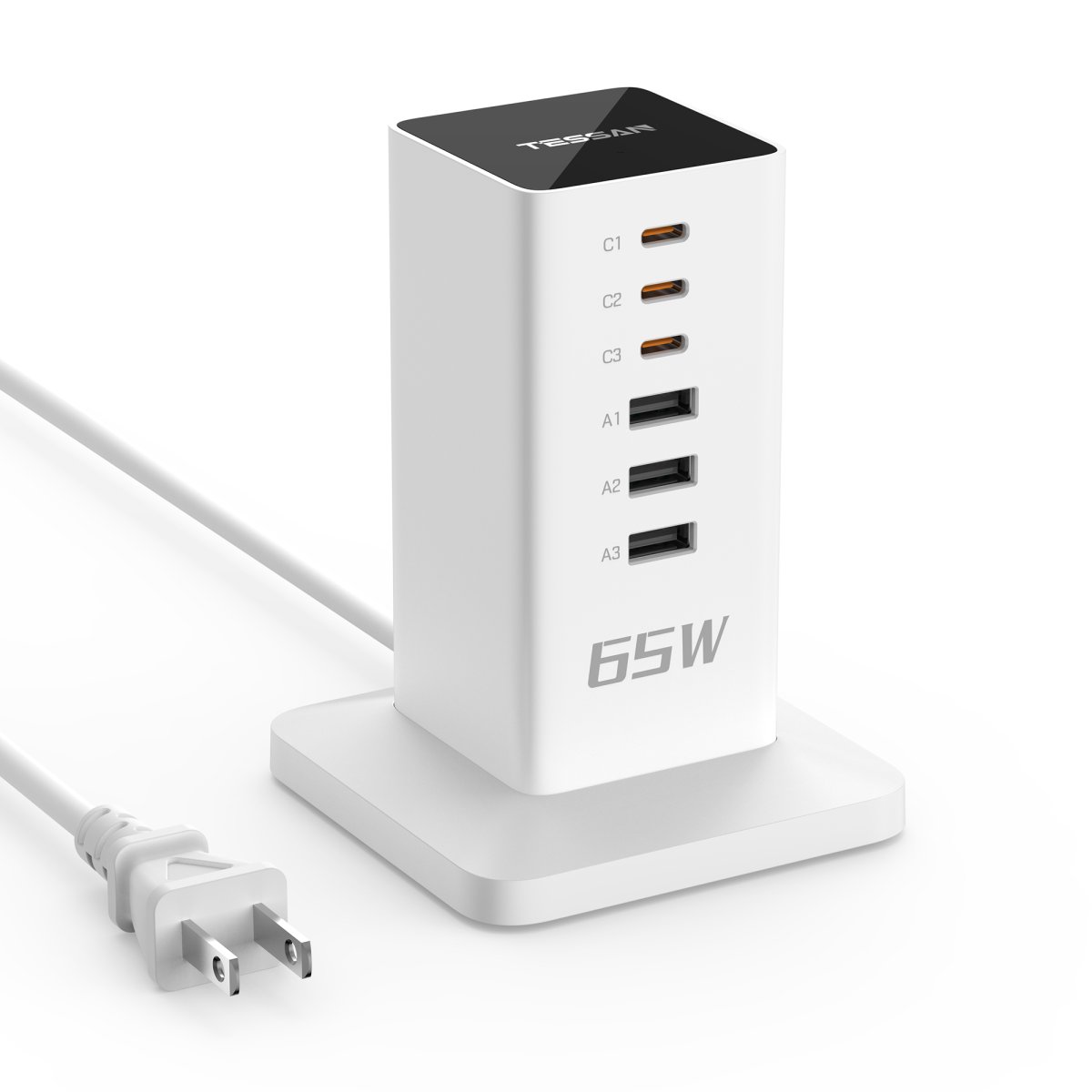 Tessan US/ Canada/ Mexico USB Charging Station 65W Charging Hub with 6 Ports